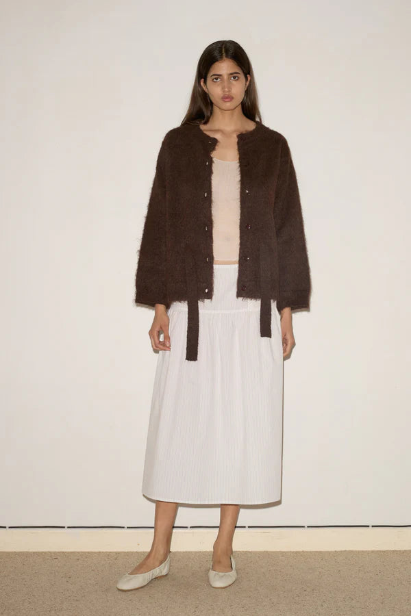 Belted Cardi, Brown - Deiji Studios
