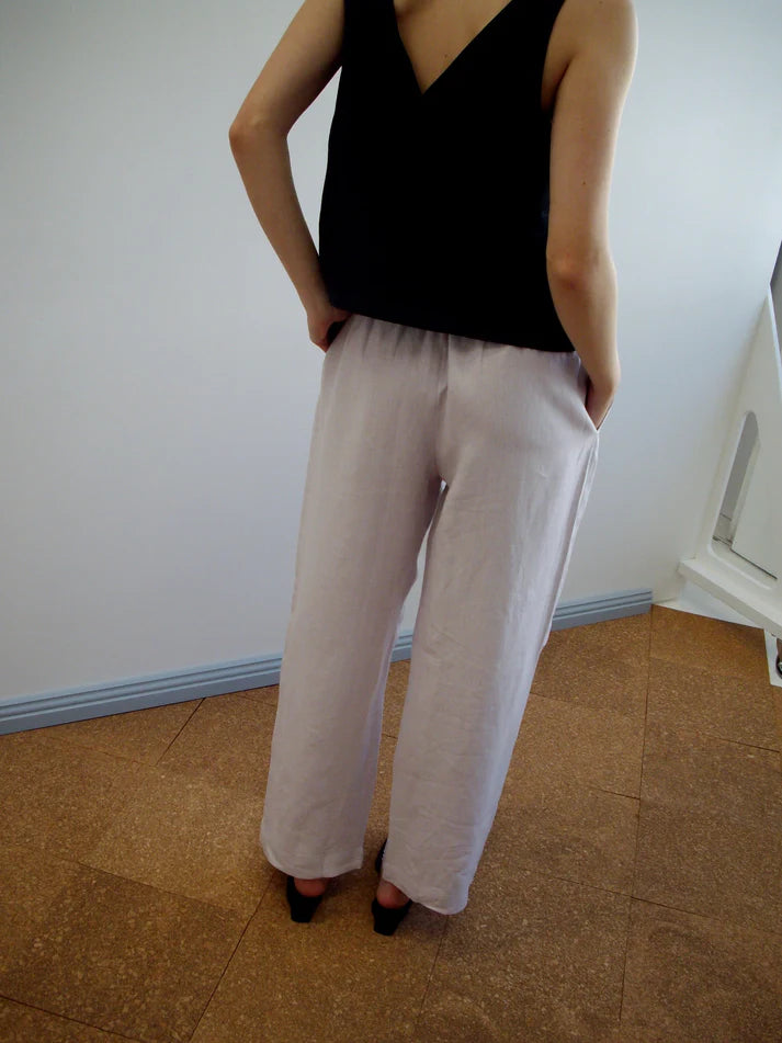 Ease Trouser, Lilac Linen - Deiji Studios