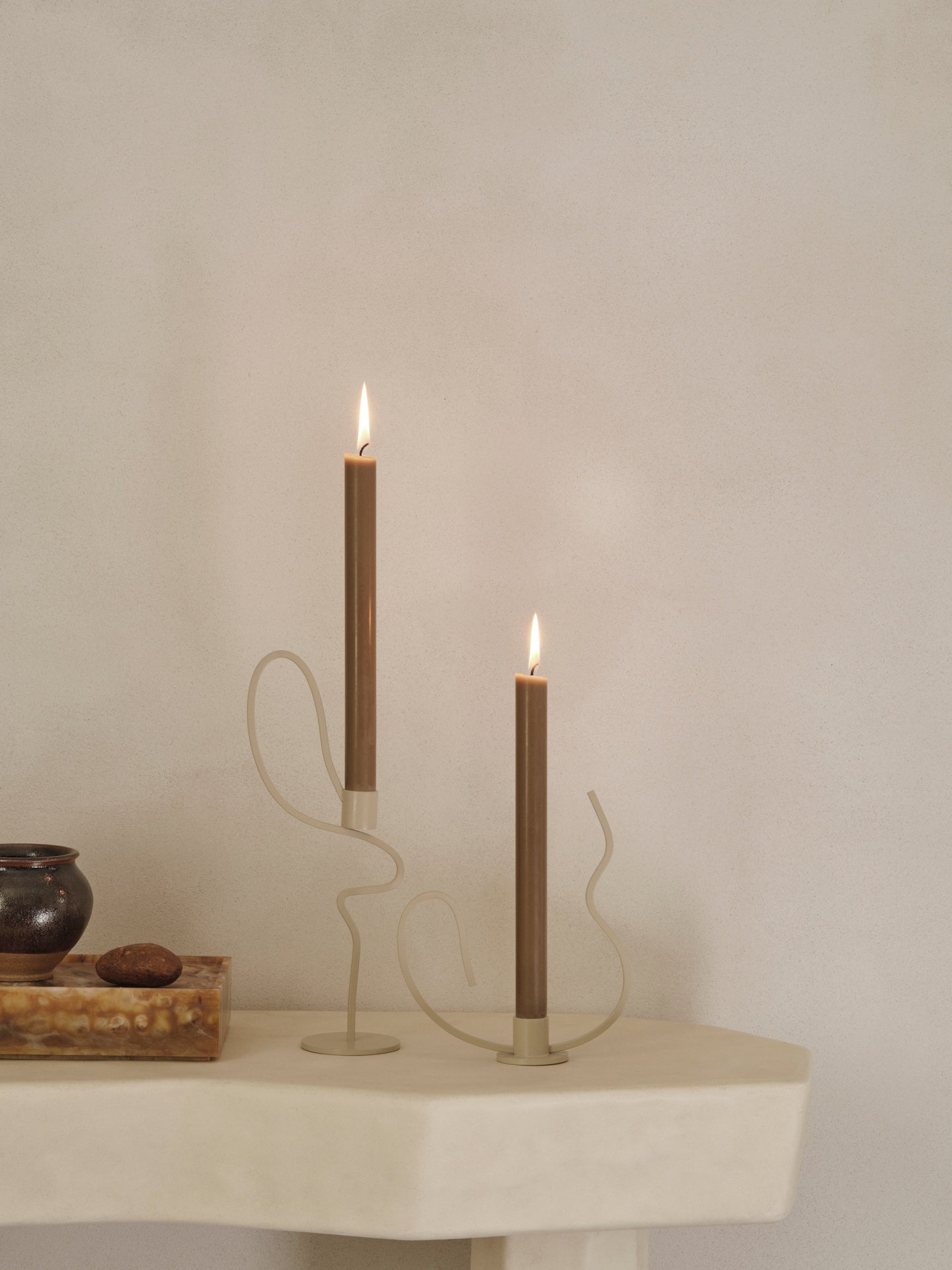 High Valse Candle Holder, Cashmere - Ferm Living