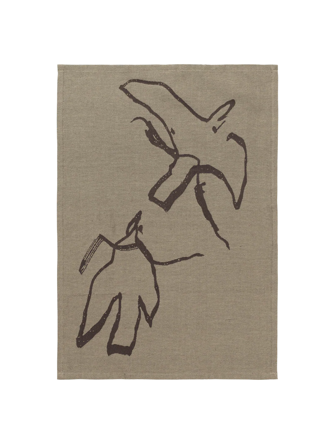 Vuelo Tea Towel, Elm Green & Coffee - Ferm Living