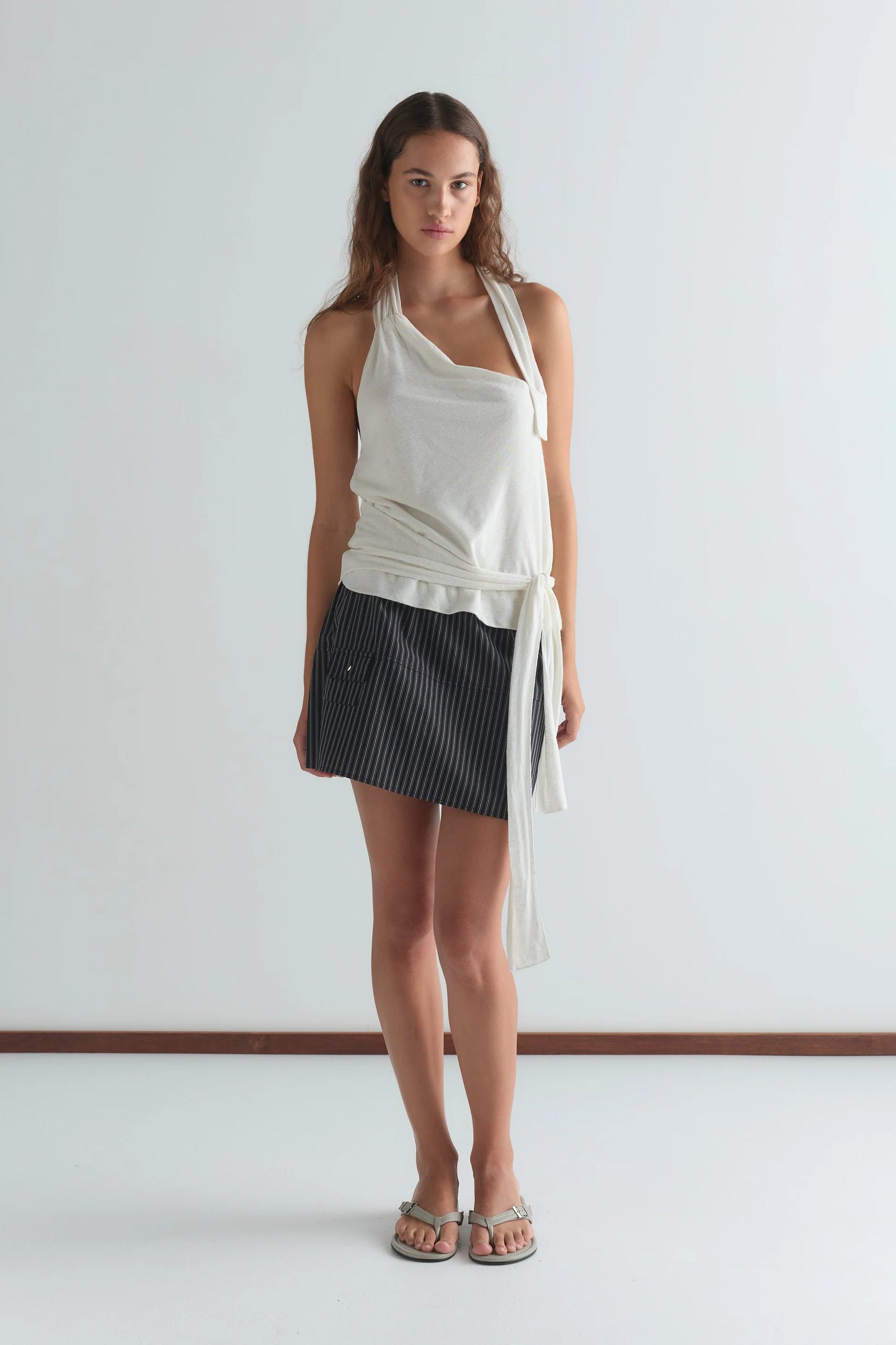 Pocket Skirt, Mono Stripe - Deiji Studios