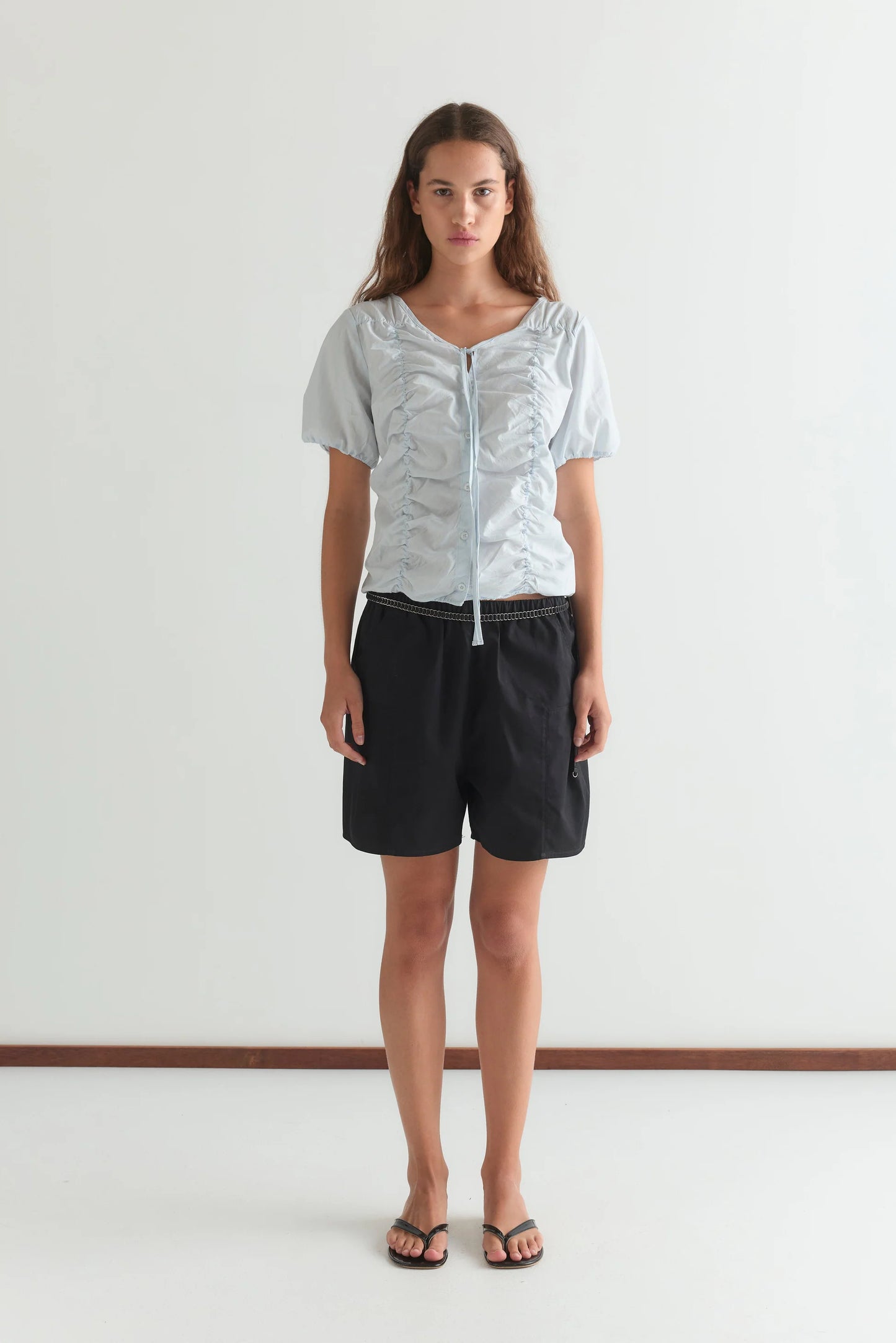 Crinkle Top, Powder Blue Stripe - Deiji Studios