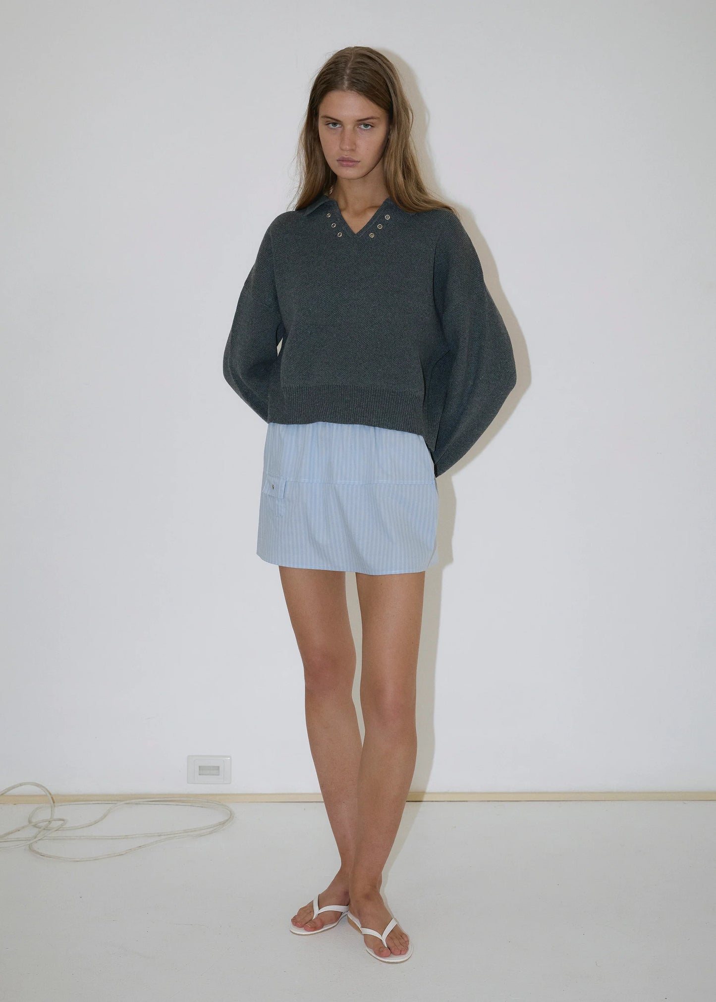 Eyelet Knit, Dark Pebble - Deiji Studios