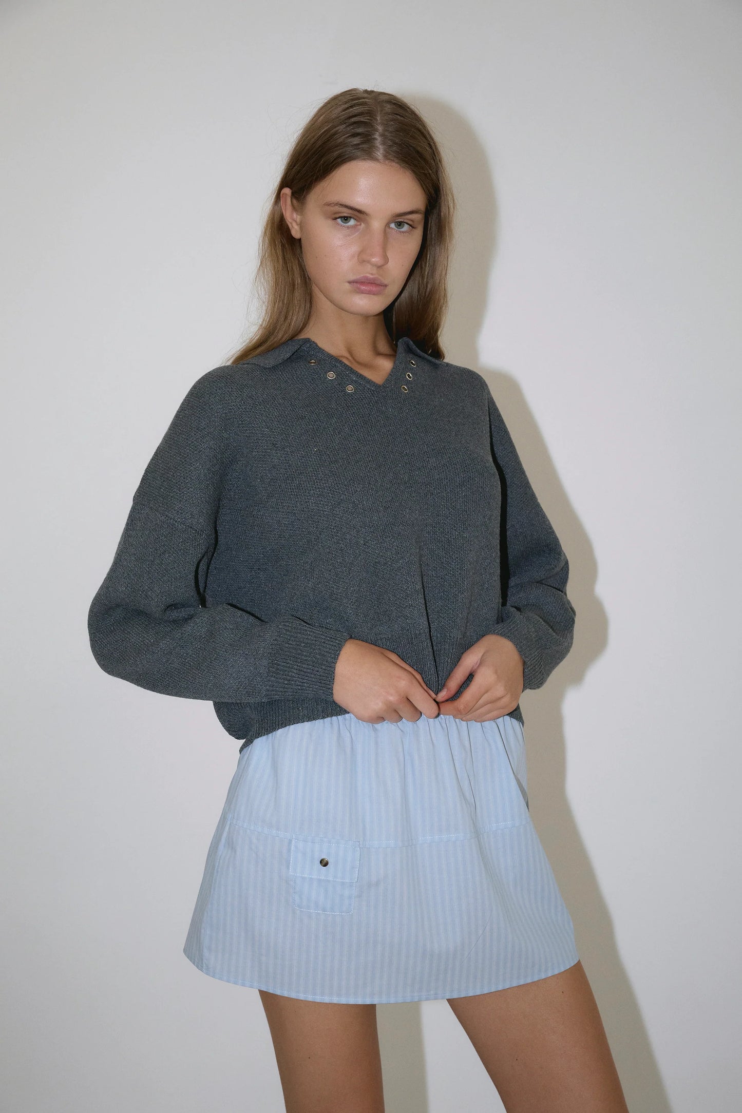 Eyelet Knit, Dark Pebble - Deiji Studios