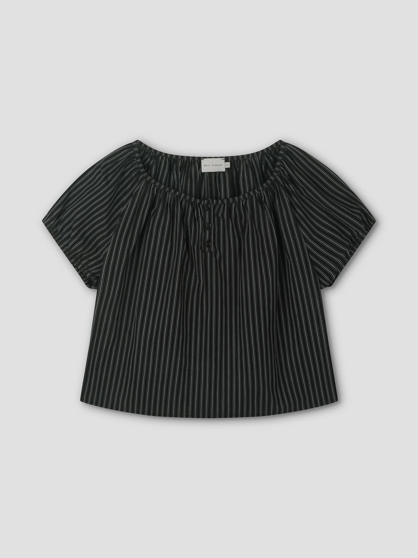 Poplin T Shirt, Mono Stripe - Deiji Studios