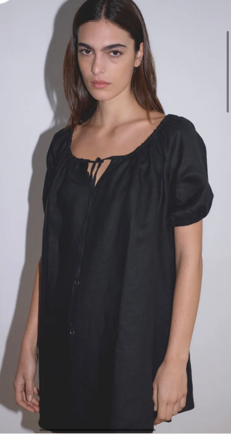 Linen Smock dress, black - Deiji Studios