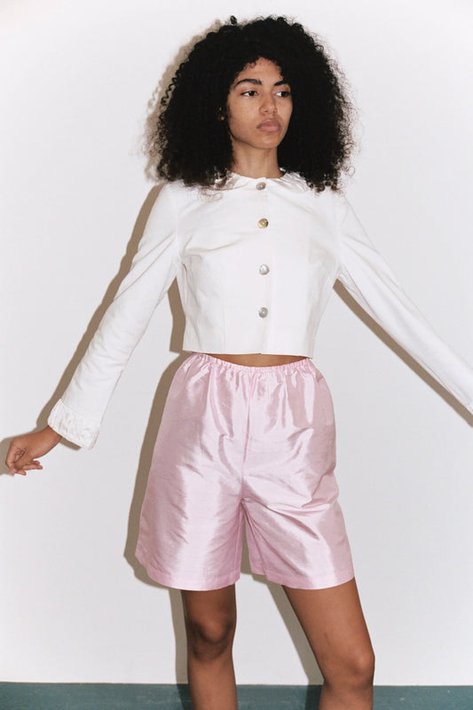 Pink silk shorts, Hai