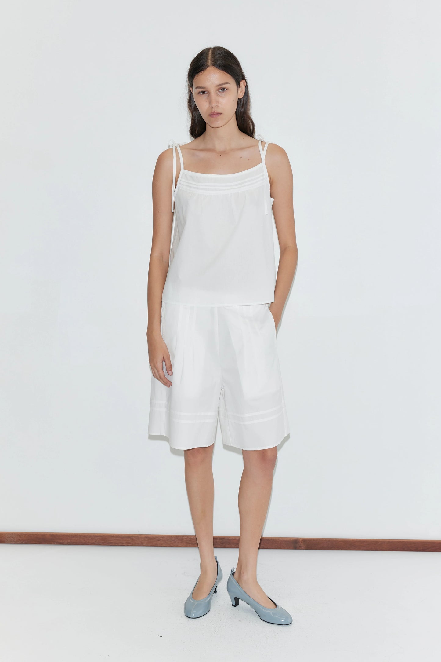 Pintuck Short, White - Deiji Studios