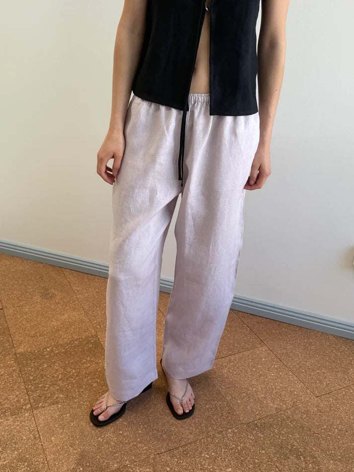 Ease Trouser, Lilac Linen - Deiji Studios