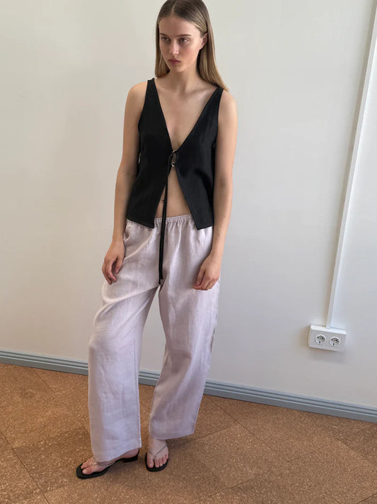 Ease Trouser, Lilac Linen - Deiji Studios