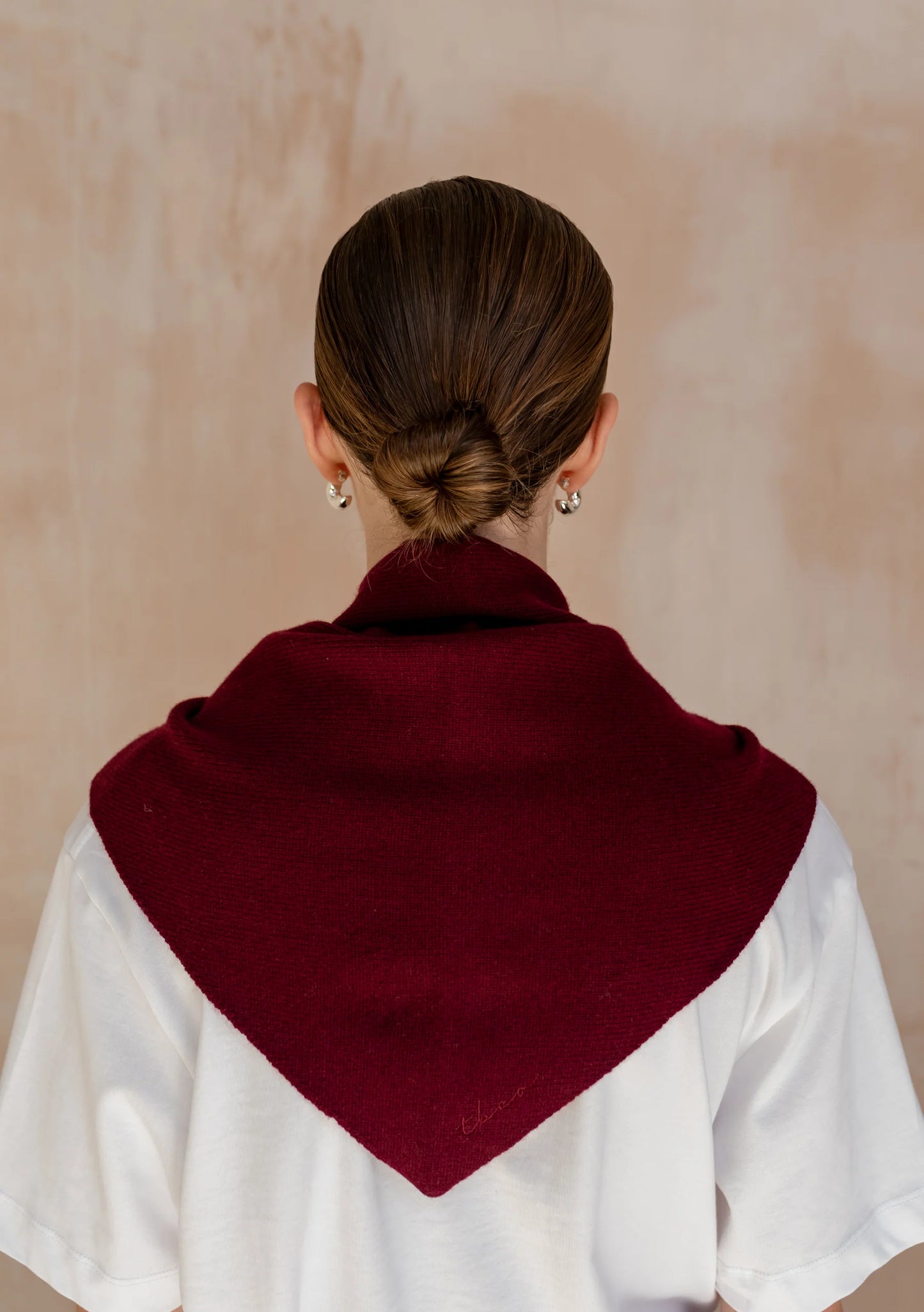 Merino wool triangle scarf - Burgundy - tbco.