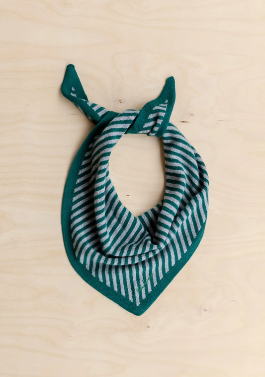 Merino wool triangle scarf - Green & Charcoal Stripe - tbco.