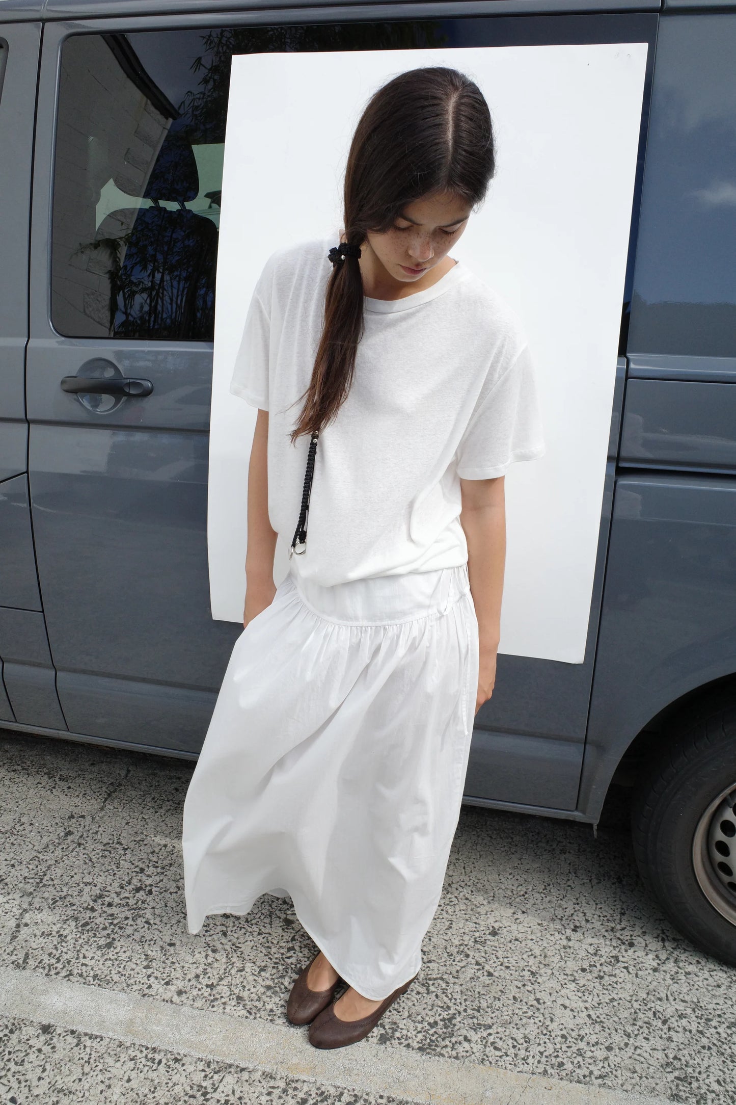Maxi Skirt, White Texture - Deiji Studios