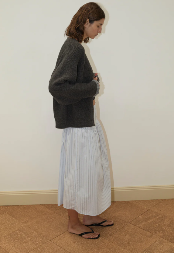 Flounce Cardigan, Charcoal - Deiji Studios