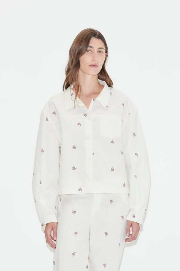 Boxy Long Set, Floral Stripe - Deiji Studios
