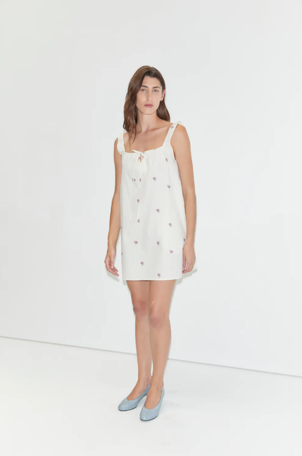 Bow Dress, Floral Stripe - Deiji Studios