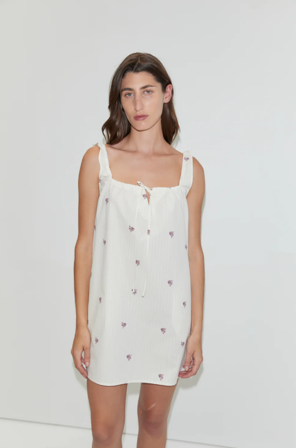 Bow Dress, Floral Stripe - Deiji Studios