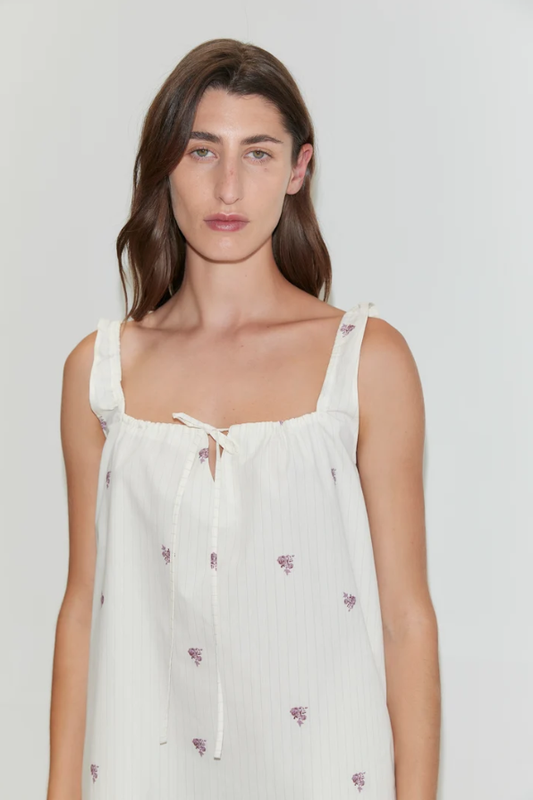 Bow Dress, Floral Stripe - Deiji Studios