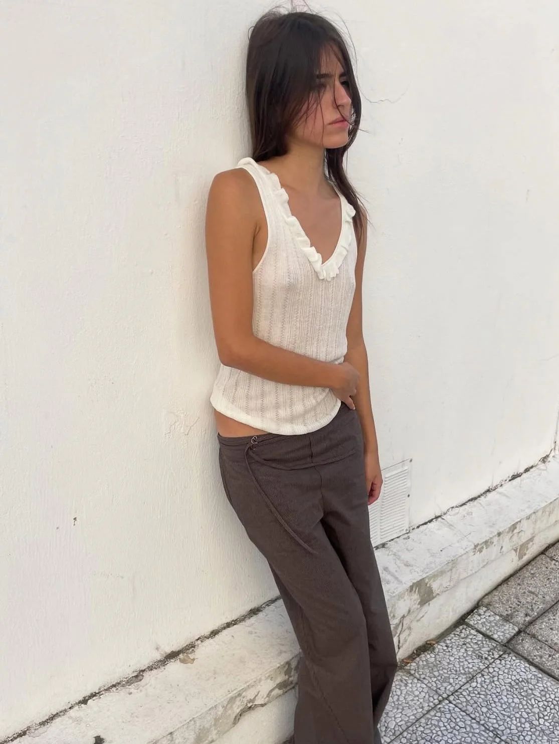 Double Belted Pant, Brown Stripe - Deiji Studios