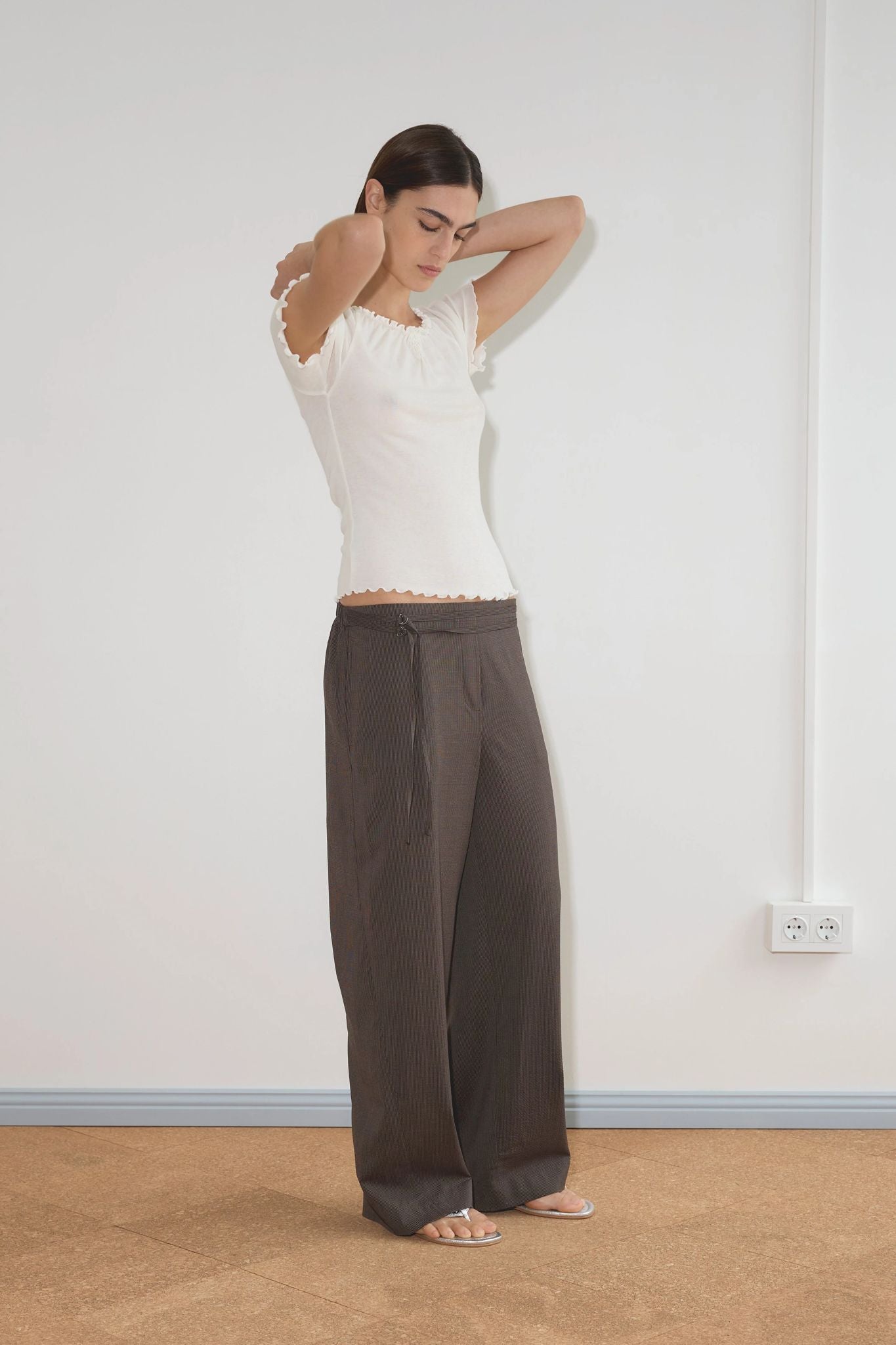Double Belted Pant, Brown Stripe - Deiji Studios