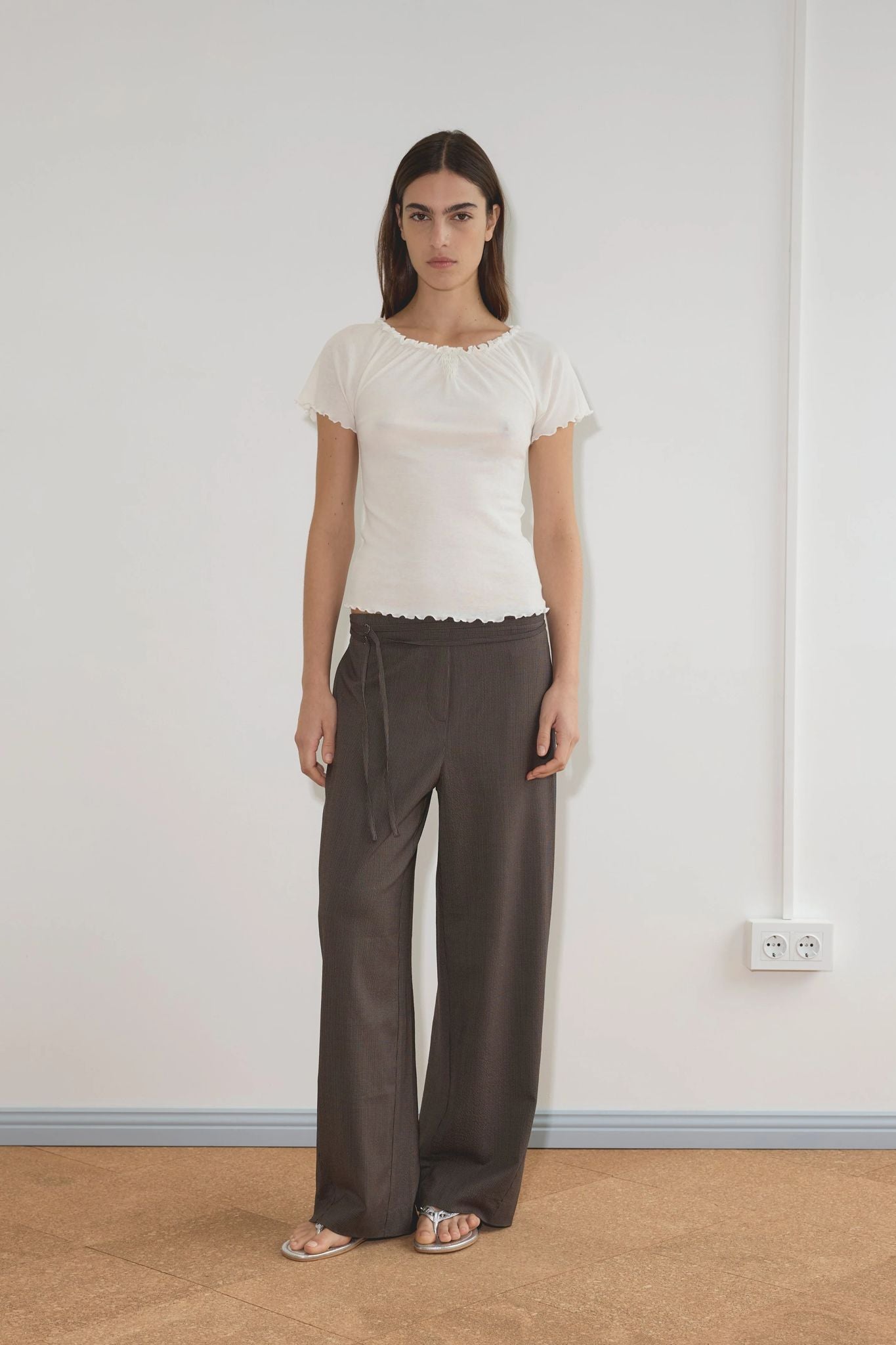 Double Belted Pant, Brown Stripe - Deiji Studios