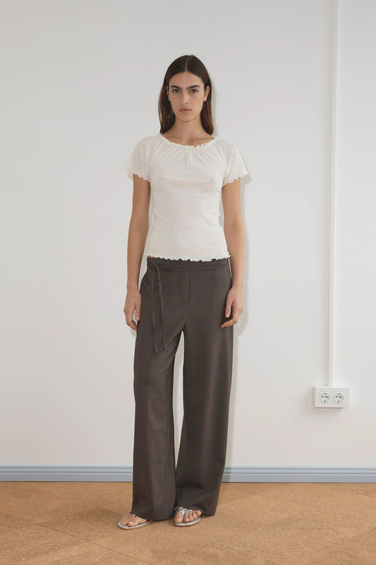 Double Belted Pant, Brown Stripe - Deiji Studios