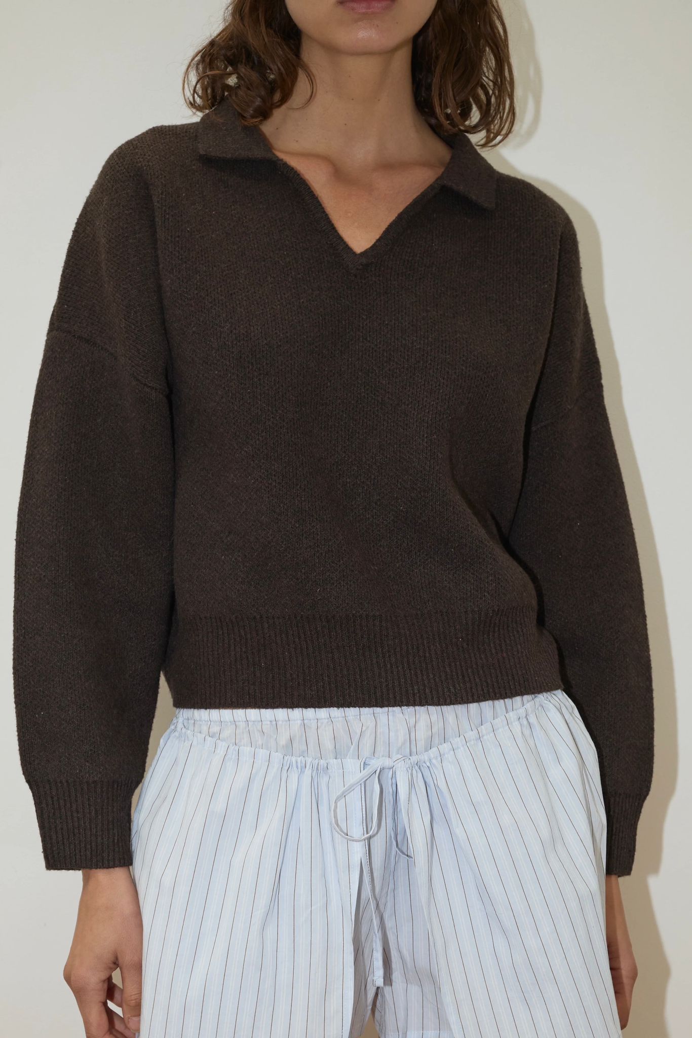 Collared Pullover, Burnt Wood - Deiji Studios